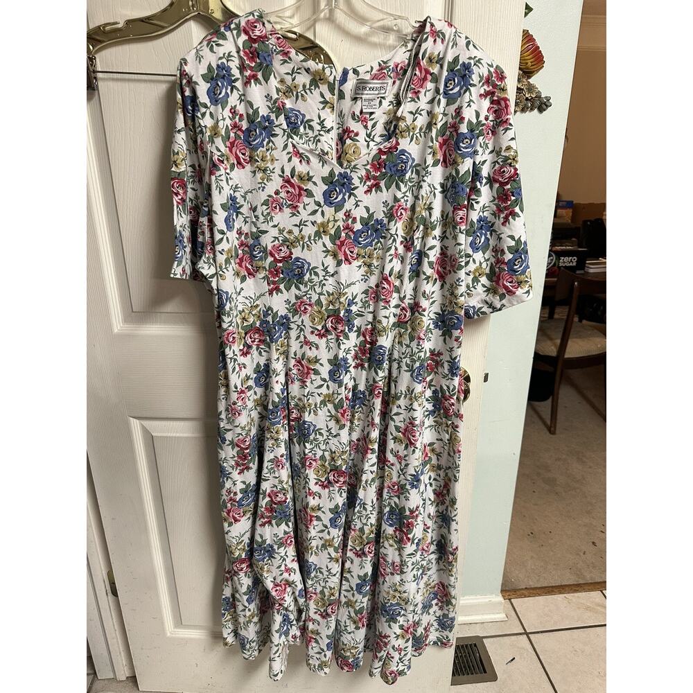 VNT Granny Core Cottage 3xl 24 White House Dress Floral 90s 50 Bust Blossom